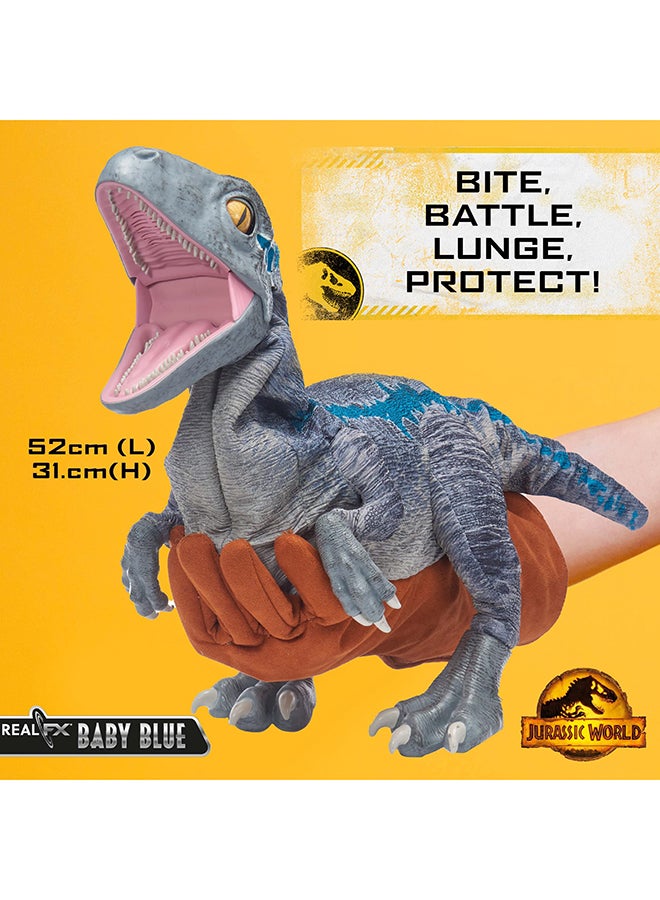 WOW! STUFF Real Fx Baby Blue Ultra-Realistic Animatronic Dinosaur - Protect, Lunge, Battle And Bite Action - Image 3
