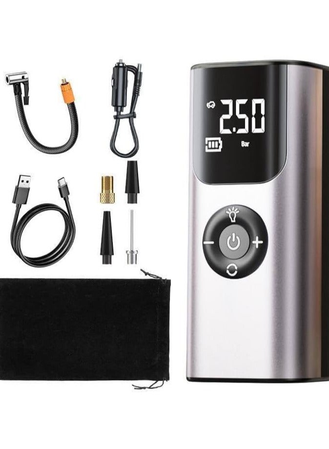 This 70W high-voltage tire inflator for cars, scooters, and bicycles features an easy-to-use digital display that provides accurate, real-time tire pressure readings. - Image 1