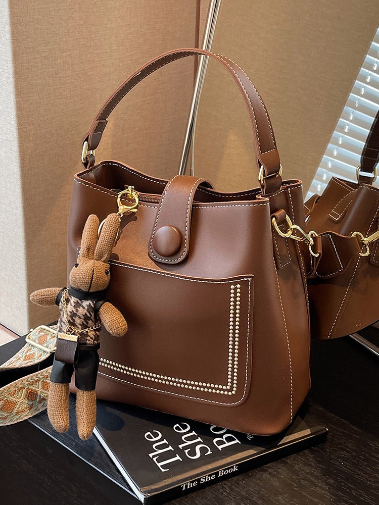 Retro High-End Bag Women'S Korean Style Fashionable Shoulder Crossbody Bag Niche Design Portable Bucket - Image 2