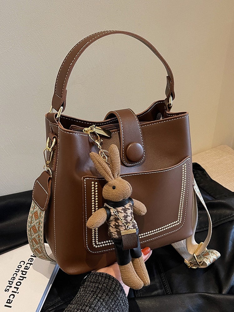 Retro High-End Bag Women'S Korean Style Fashionable Shoulder Crossbody Bag Niche Design Portable Bucket - Image 3
