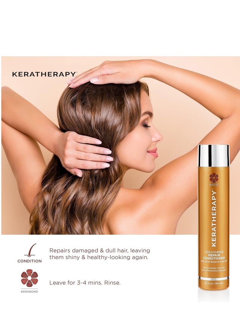 KERATHERAPY KERATHERAPY Keratin Infused KeratinFIXX Repair Shampoo, Repair Shampoo for Dry, Damaged or Frizzy Hair with Caviar Extract, Clear, 10.14 Fl Oz (Pack of 1) (Look May Vary)  - Image 2