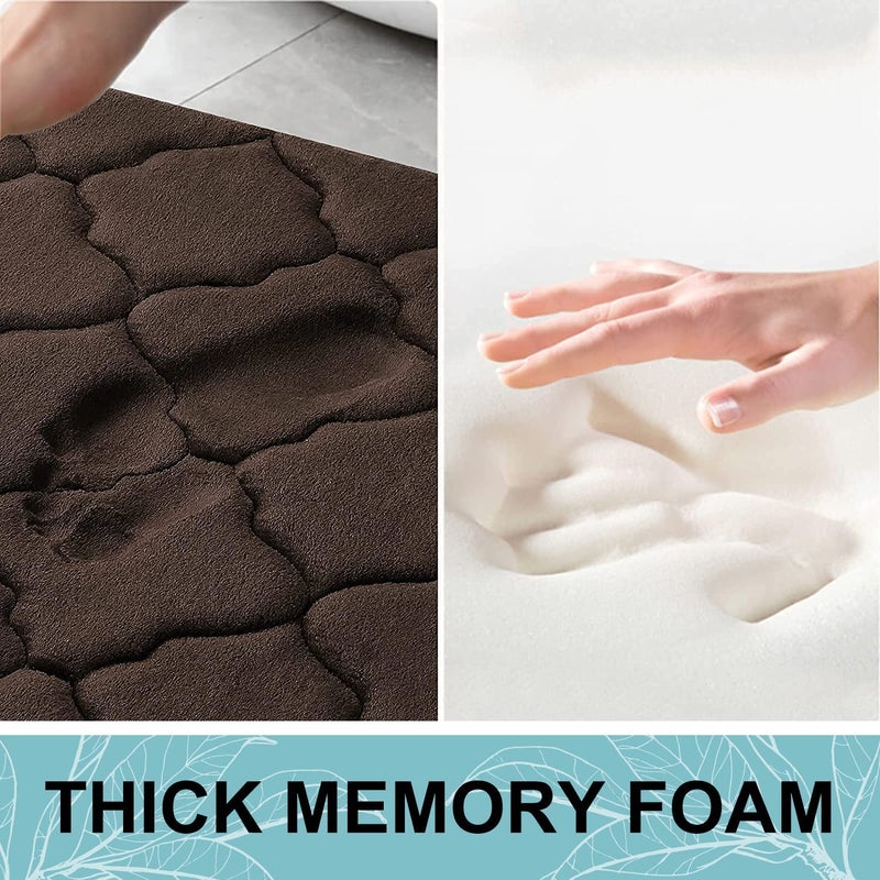 GALENO Memory Foam Soft Bath Mats Non Slip Absorbent Bathroom Rugs Rubber Back Runner Mat for Kitchen Bathroom Floors Brown CHEX60X40 - Image 3