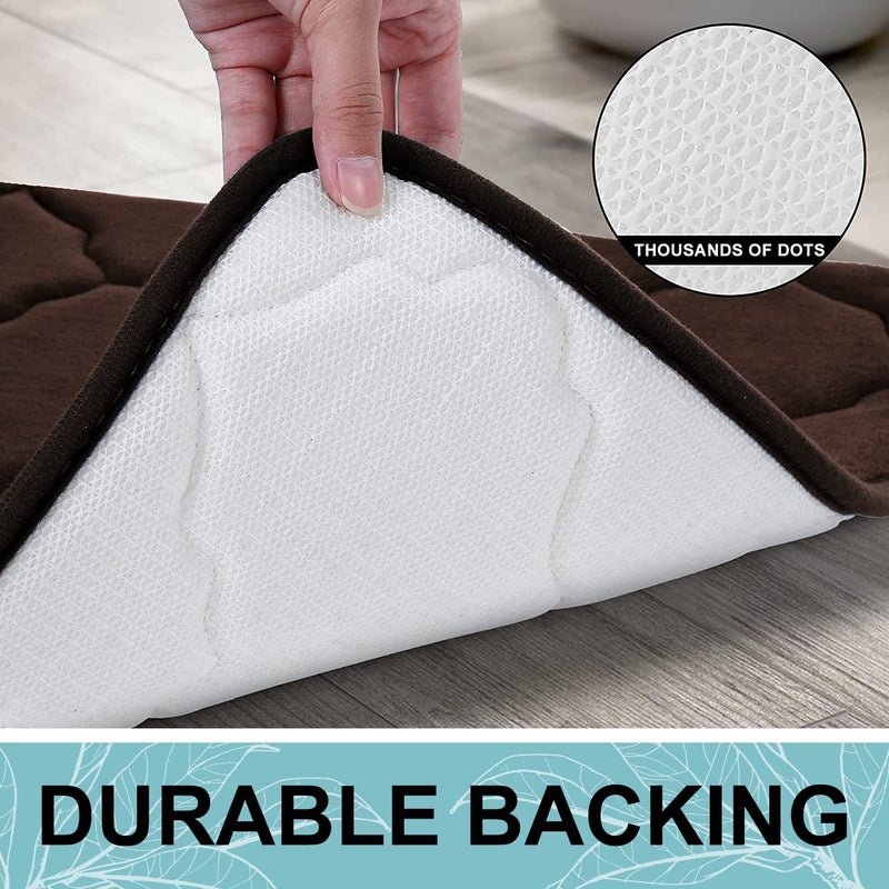 GALENO Memory Foam Soft Bath Mats Non Slip Absorbent Bathroom Rugs Rubber Back Runner Mat for Kitchen Bathroom Floors Brown CHEX60X40 - Image 4