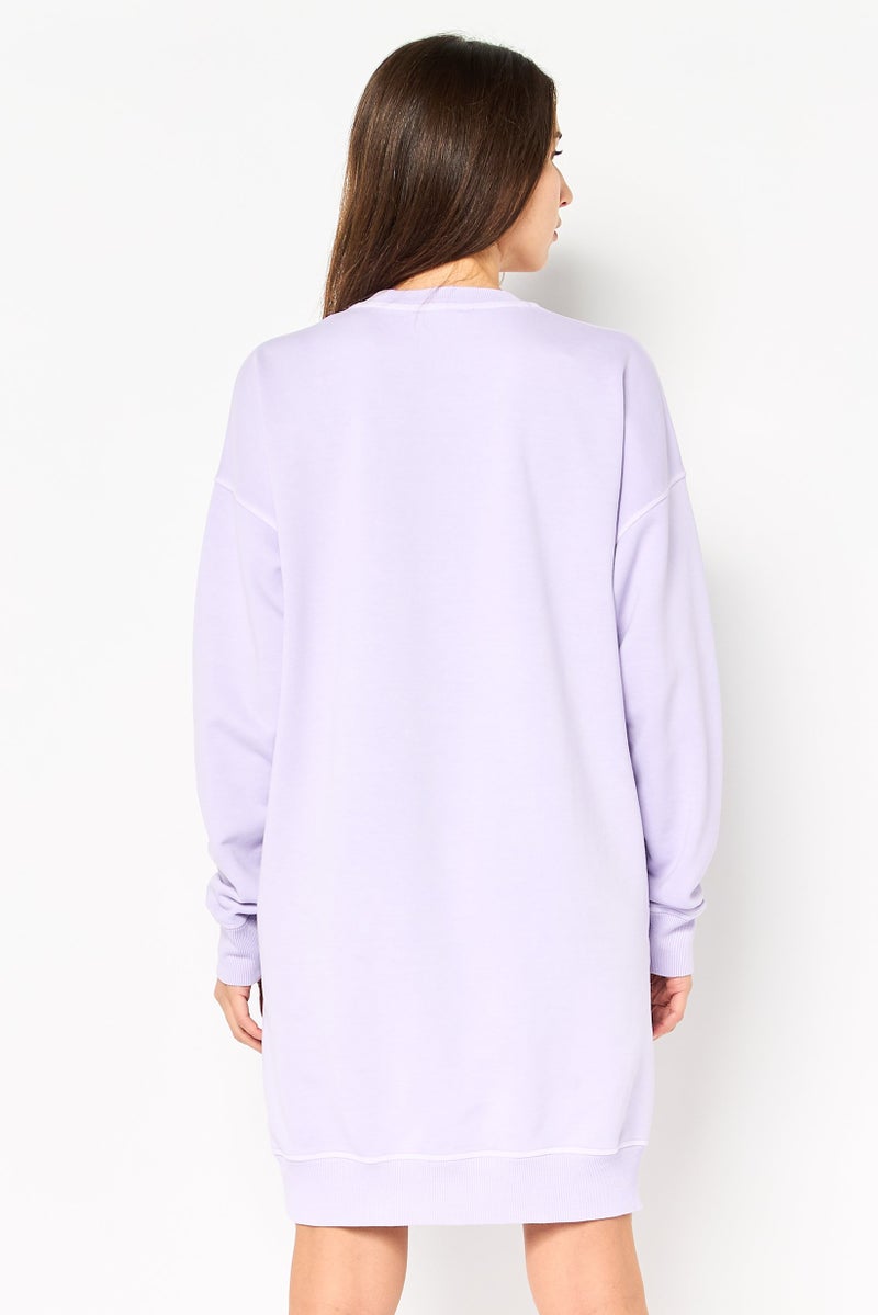 DIESEL Women Brand Logo Midi Sweat Dress, Lavender - Image 2