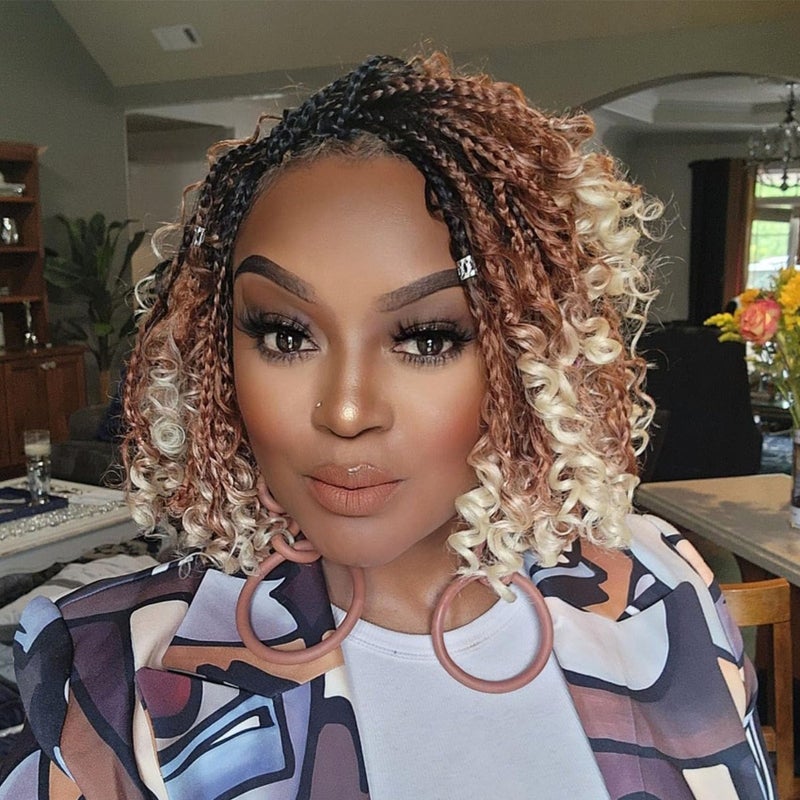 8 packs Goddess Box Braids Crochet Hair For Women 10 inch Bohemian Crochet Box Braids With Curly Ends Boho Box Braids Crochet braids Braiding Hair Extensions 10 inch T1B30613