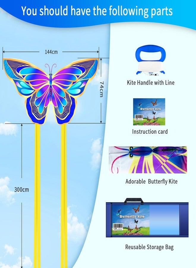 Xida Kite Xida Purple Emperor Butterfly Kites for Kids & Adults Easy to Fly Beginner Kite, Large Single Line Kite for The Beach, Outdoor, Easy Flying Kites Come with String and Handle - Image 5
