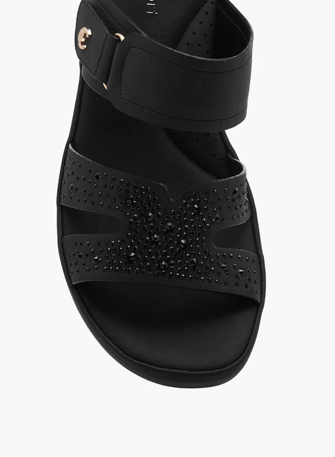 Le Confort Women's Embellished Slip-On Cross Strap Sandals with Block Heels