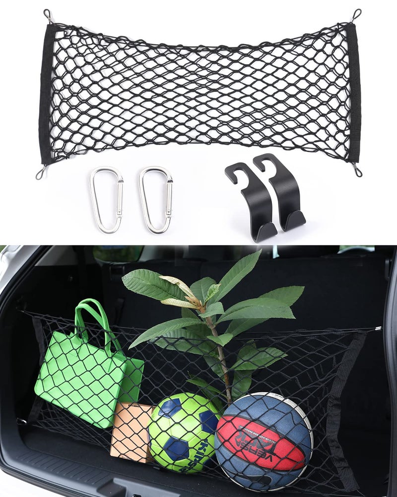 Updated Metal Hooks Heavy Duty Cargo Net for Toyota Highlander 2020-2023 Interior Accessories, Premium Stretchable Adjustable Elastic Storage Nets Mesh Organizers- Best Carrier for Toyota Highlander