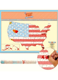 MARGOUN Scratch Off USA Map Travelers Guide Map of The United Stated of America Wall Poster Educational Craft  - Image 1