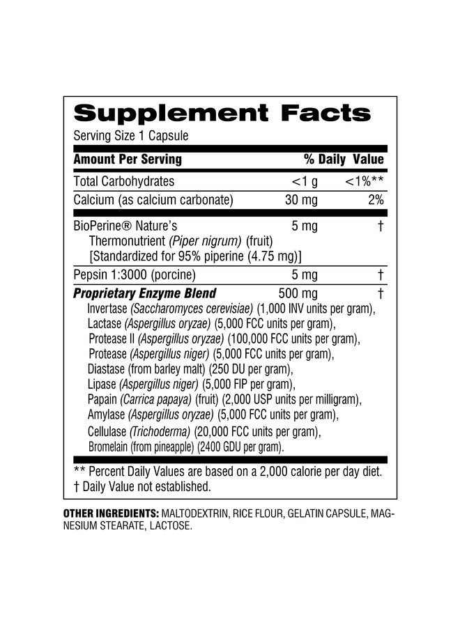 Botanic Choice مجمع إنزيمات الهضم من بوتانيك تشويس - مساعدة هضمية لصحة الأمعاء كمكمل لتحسين الهضم وامتصاص العناصر الغذائية لتخفيف الانتفاخ البطني - 90 حبة - Image 2