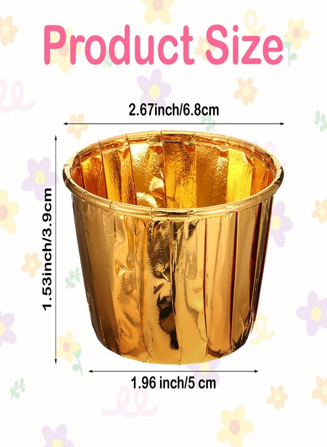 COMNICO 400 Pcs Gold Cupcake Liners, 3.5 oz Disposable Baking Cups Mini Foil Muffin Liners Pans Holders Containers Cupcake Wrappers for Wedding Holiday Birthday Christmas Party - Image 2