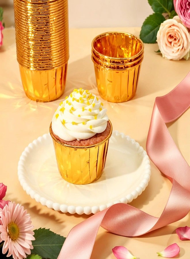 COMNICO 400 Pcs Gold Cupcake Liners, 3.5 oz Disposable Baking Cups Mini Foil Muffin Liners Pans Holders Containers Cupcake Wrappers for Wedding Holiday Birthday Christmas Party - Image 5
