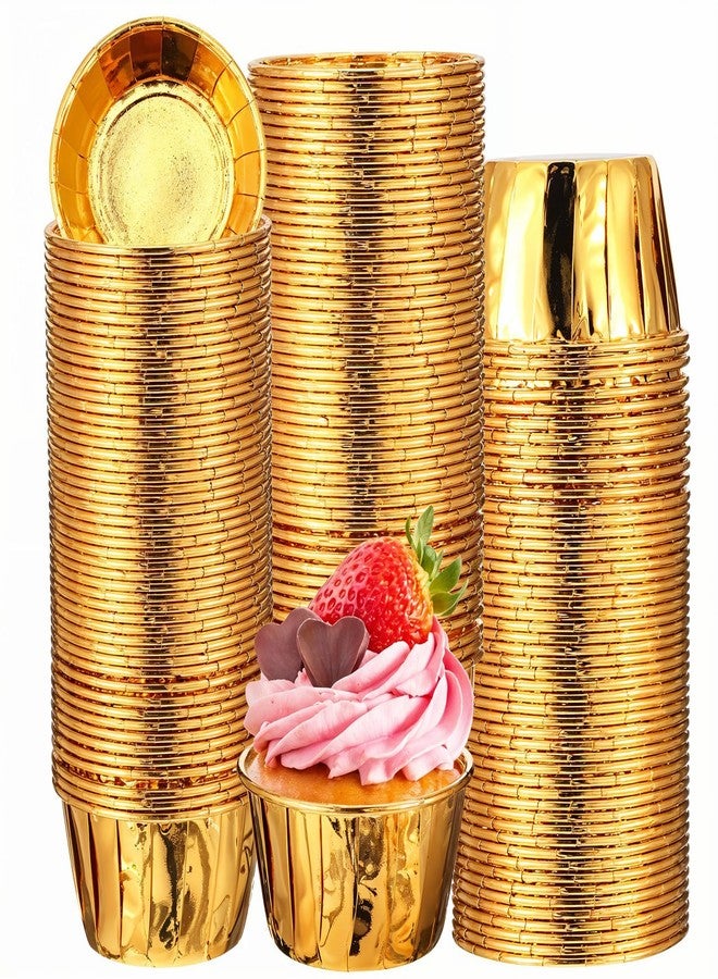 COMNICO 400 Pcs Gold Cupcake Liners, 3.5 oz Disposable Baking Cups Mini Foil Muffin Liners Pans Holders Containers Cupcake Wrappers for Wedding Holiday Birthday Christmas Party - Image 1