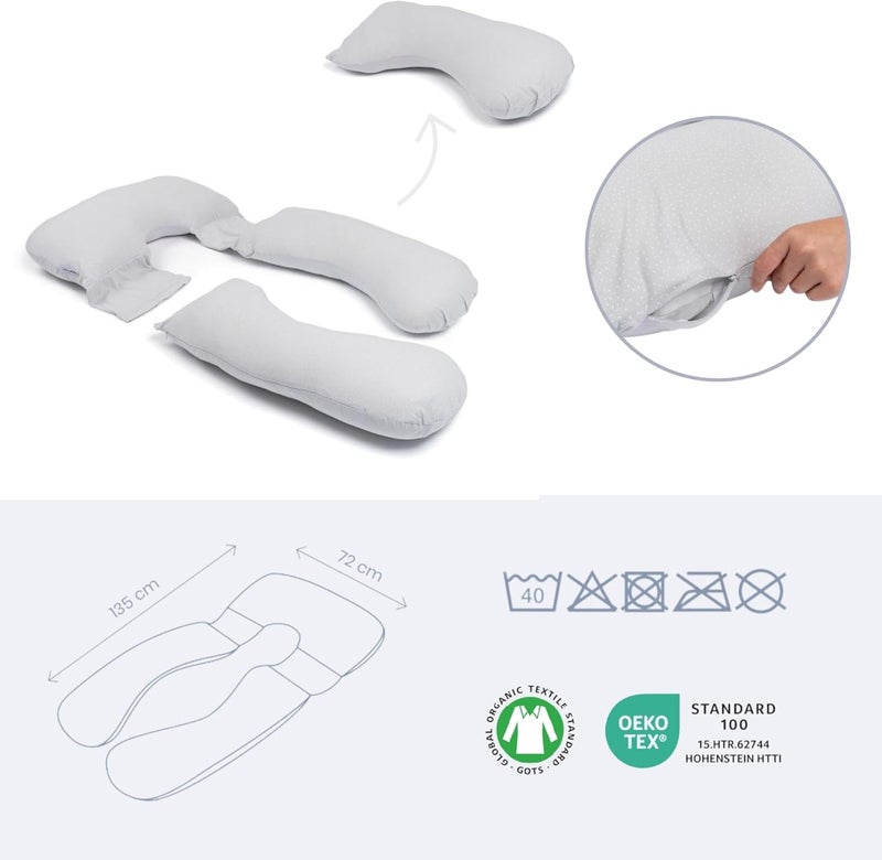 Doomoo Maxxy Pregnancy Pillow – Multi-Functional Maternity Support Cushion, Little Dots Grey - Image 5