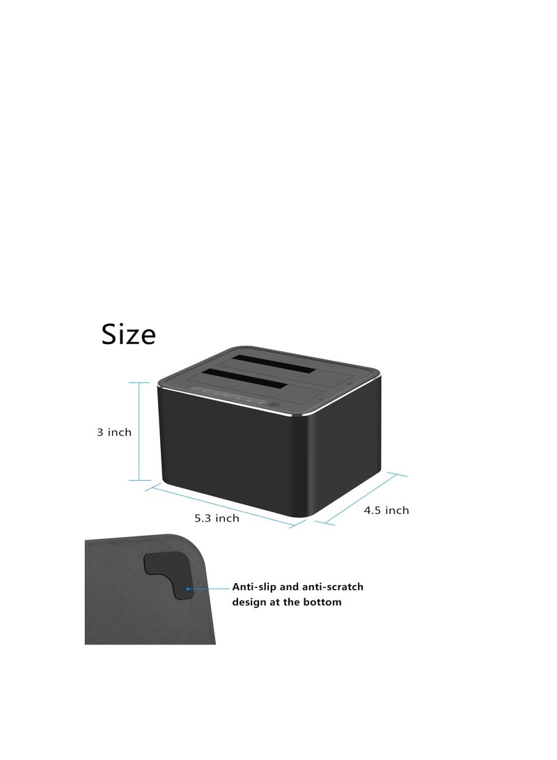 Haing External Hard Drive Docking Station, Hard Drive Dock for 2.5 and 3.5 inch SATA HDD SSD, HDD Docking Station with Dual Bay, USB 3.0 Hard Drive Reader, Support Offline Clone and UASP - Image 5