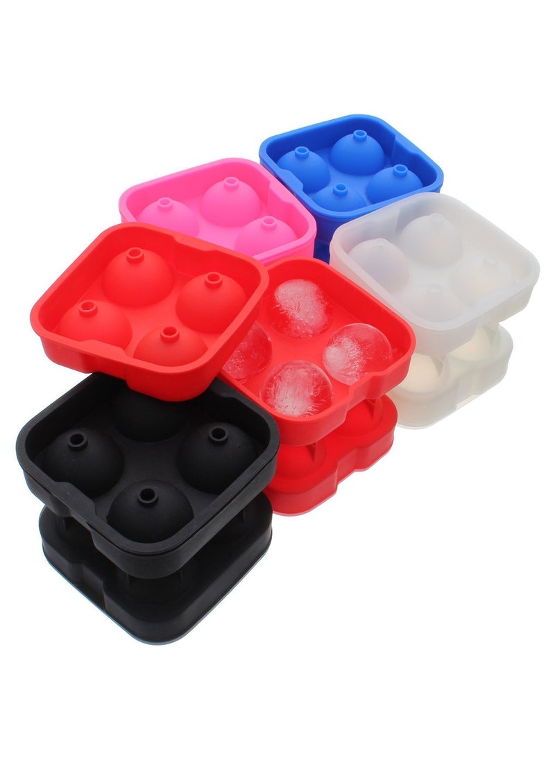 Styleys Styleys Ice Cube Trays Silicone Spherical 4 Round Ball Maker Mold with Lid Perfect Ice Spheres for Whiskey Lovers Cocktails (4 Round, S1297)  - Image 4