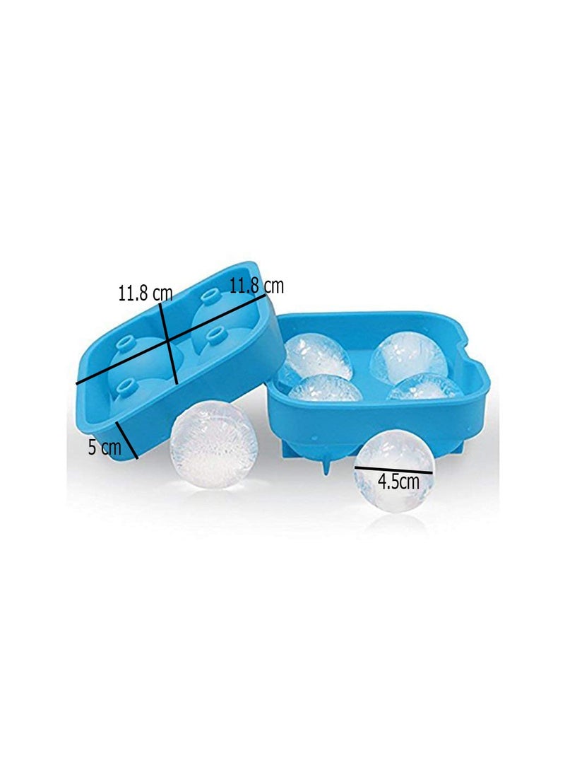 Styleys Styleys Ice Cube Trays Silicone Spherical 4 Round Ball Maker Mold with Lid Perfect Ice Spheres for Whiskey Lovers Cocktails (4 Round, S1297)  - Image 5