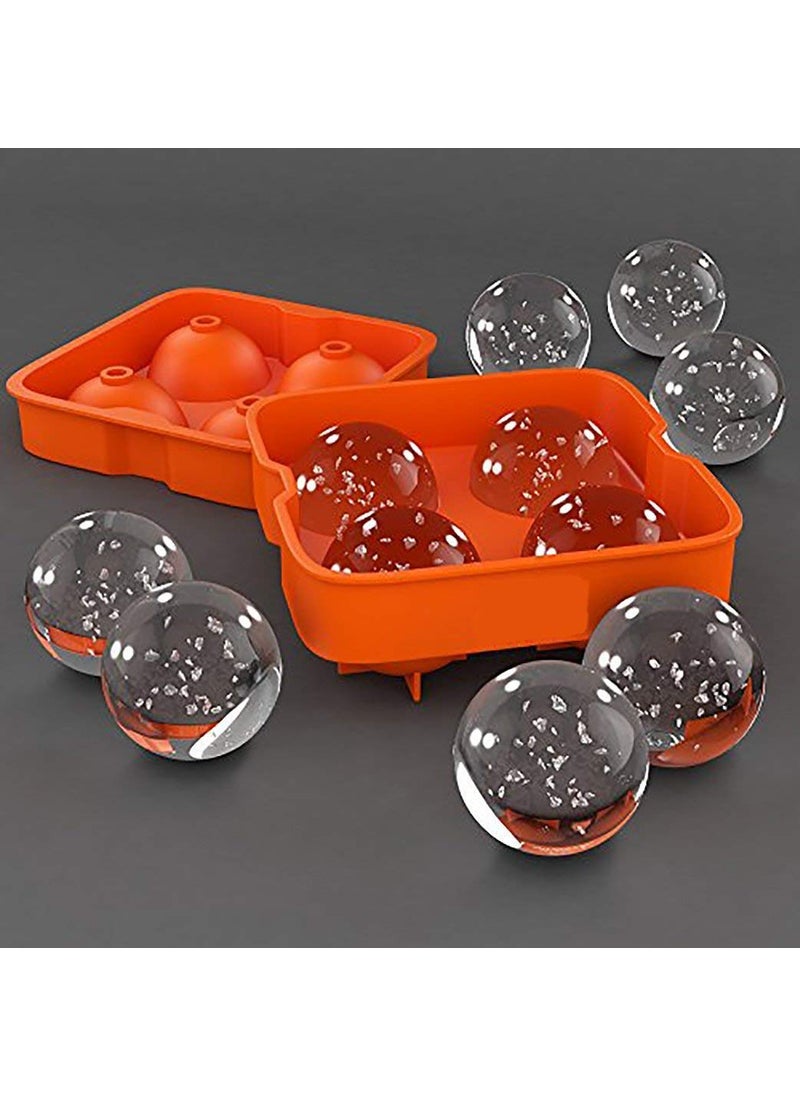 Styleys Styleys Ice Cube Trays Silicone Spherical 4 Round Ball Maker Mold with Lid Perfect Ice Spheres for Whiskey Lovers Cocktails (4 Round, S1297)  - Image 3
