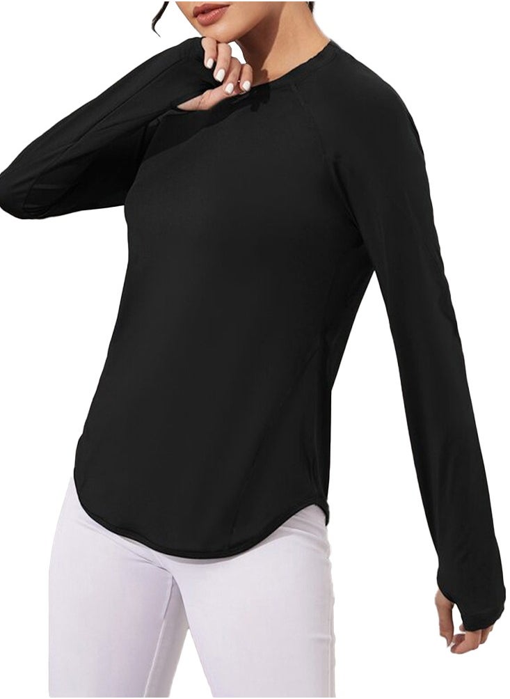 Nileton Sport top curved Hem long sleeves - Sport T-shirt Crew Neck  - Image 1