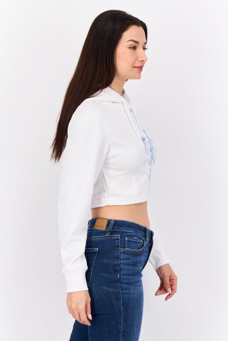 ESPRIT Women Hooded Long Sleeve Graphics Sweatshirt, White - Image 4