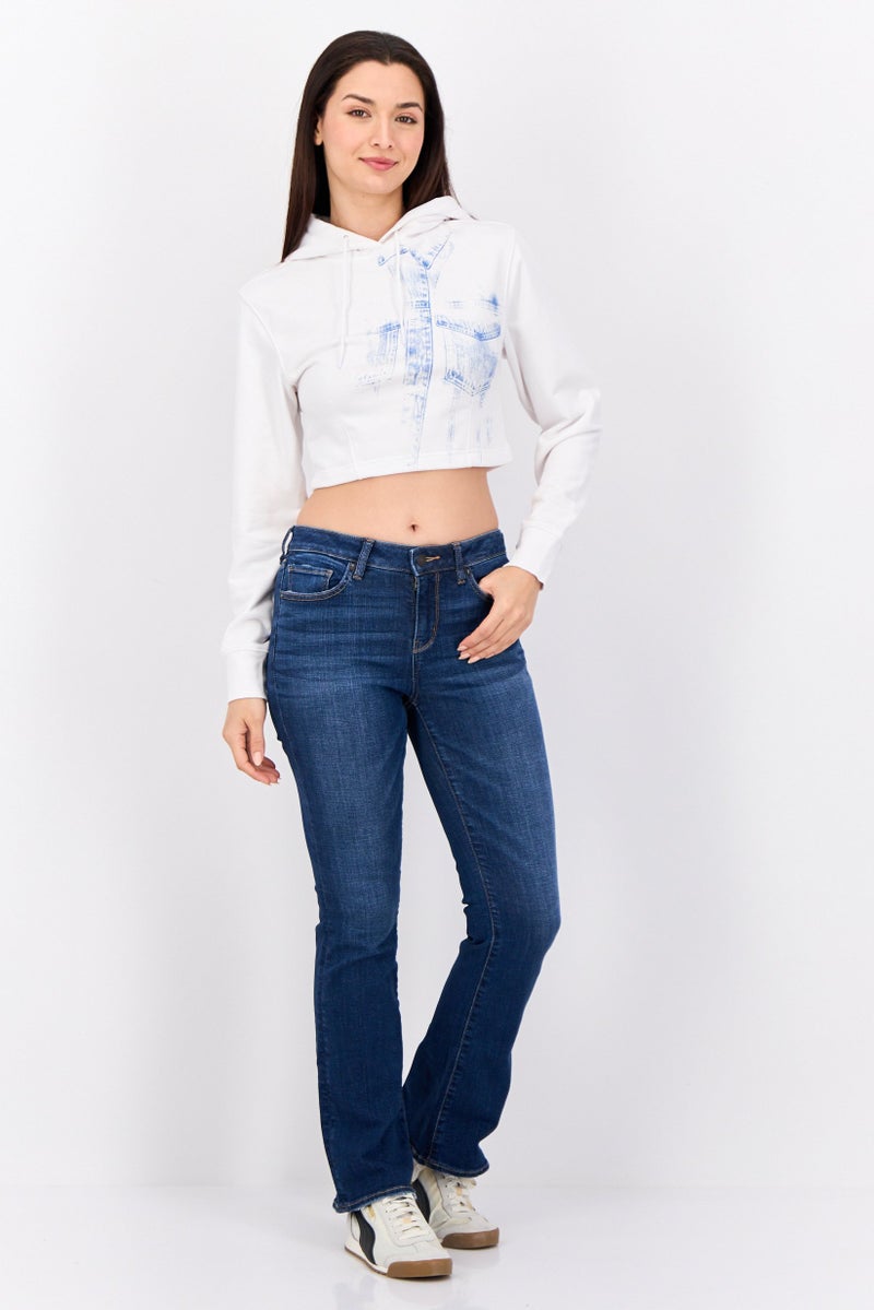 ESPRIT Women Hooded Long Sleeve Graphics Sweatshirt, White - Image 2