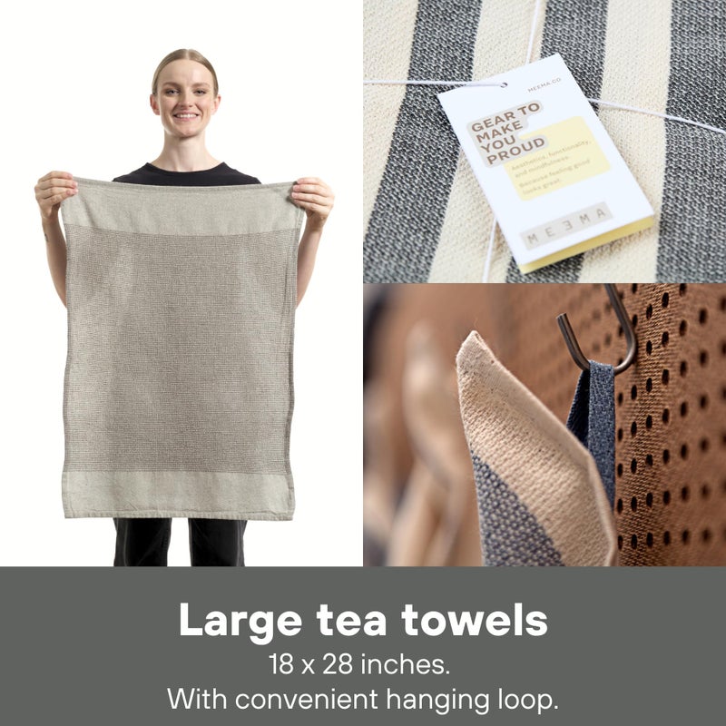 MEEMA Upcycled Kitchen Towels Cotton Fabric | Super Absorbent Hand Towels with Hanging Loop | Cleaning Rags and Dish Towels for Kitchen | Charcoal | Large 18 x 28 Inch | 4-Pack - Image 5