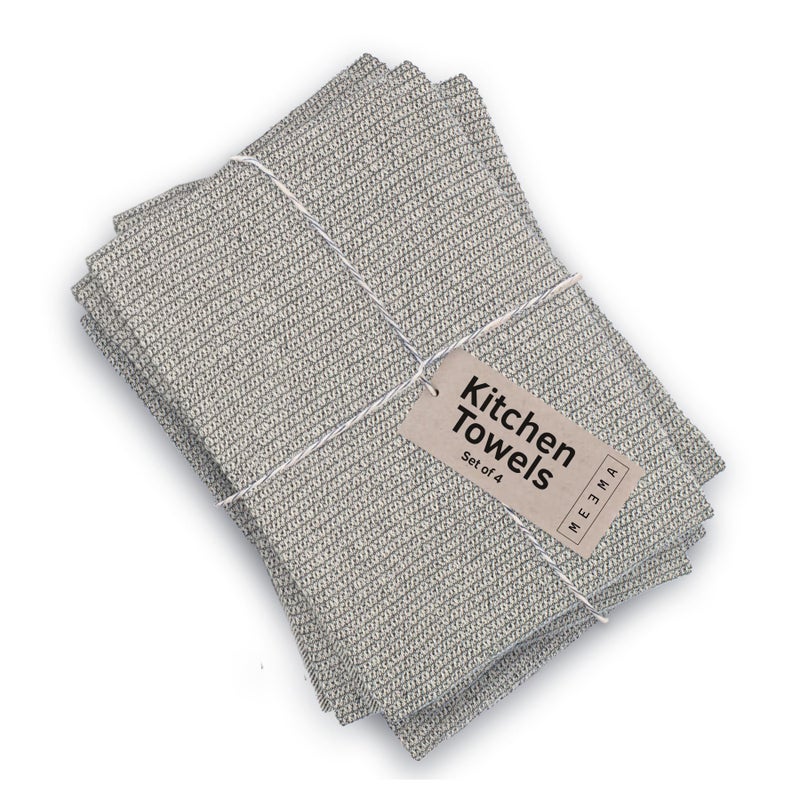 MEEMA Upcycled Kitchen Towels Cotton Fabric | Super Absorbent Hand Towels with Hanging Loop | Cleaning Rags and Dish Towels for Kitchen | Charcoal | Large 18 x 28 Inch | 4-Pack - Image 1