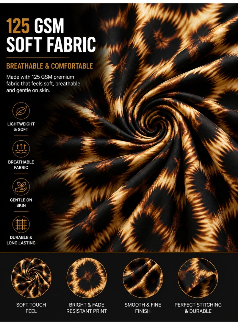 Eworld King Size Bed Sheet Set 220x240 cm Leopard Print 125 GSM Soft Breathable Fabric 1 Bedsheet 2 Pillow Covers Durable Fade Resistant - Image 2