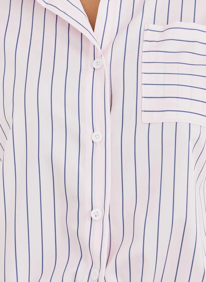 Styli Striped Sleeveless Buttoned Shirt