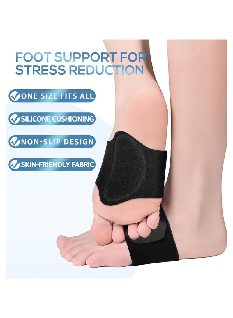 Orthotic Arch Support, Plantar Fasciitis Relief Sleeves, Adjustable Foot Braces with Gel Pads for Flat Feet, High Arches and Foot Pain - 1 Pair Black - Image 2
