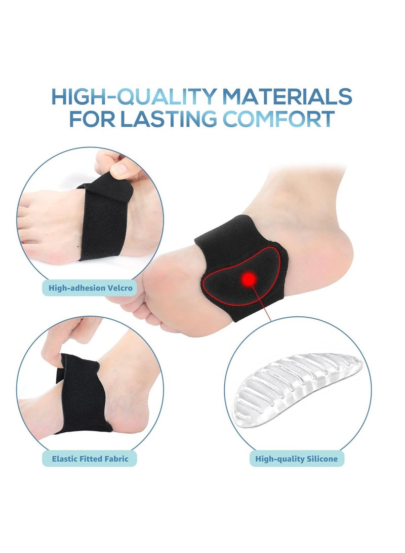 Orthotic Arch Support, Plantar Fasciitis Relief Sleeves, Adjustable Foot Braces with Gel Pads for Flat Feet, High Arches and Foot Pain - 1 Pair Black - Image 3