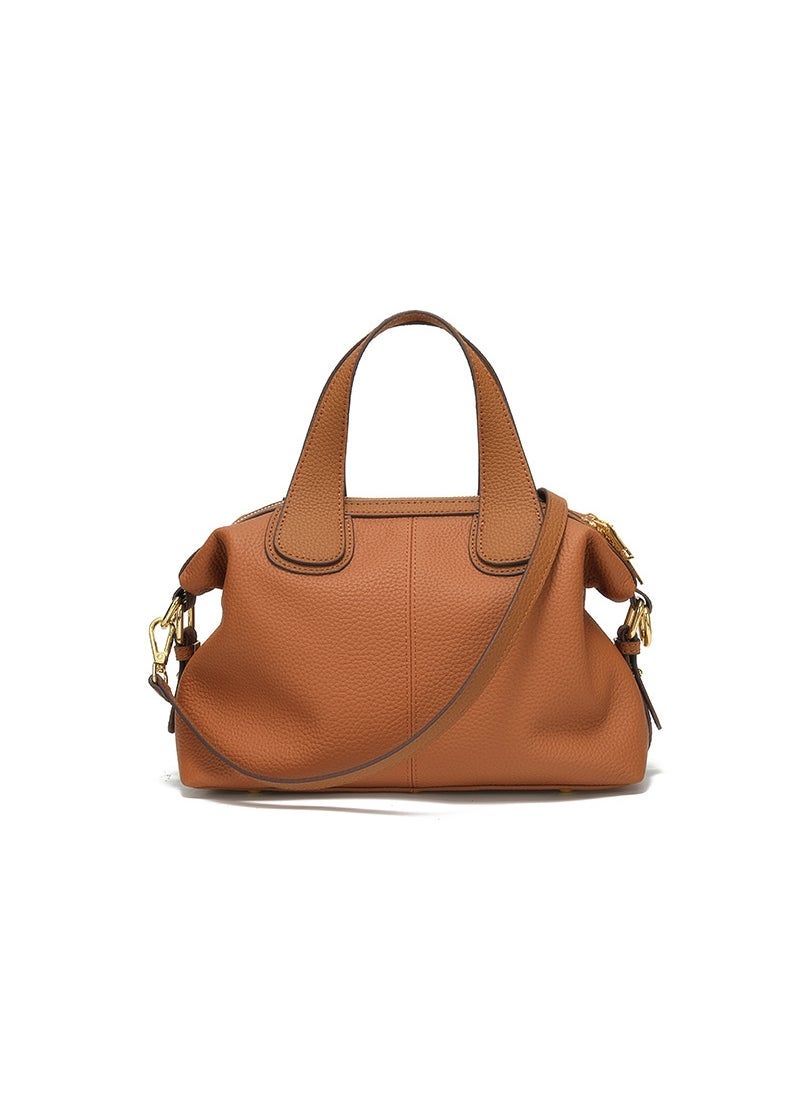2024 Womens Leather Tote Large Capacity Shoulder Bag golden brown 