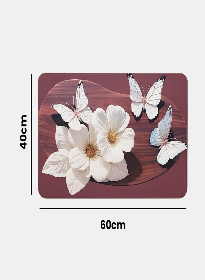 CHARGE X Designer Anti-Slip Floor Mat for Bathroom & Door Entrance | Water Absorbent Quick Dry Bath Mat | Decorative Butterfly Floral Home Mat for Kitchen & Bedroom (40×60 cm) - Image 3