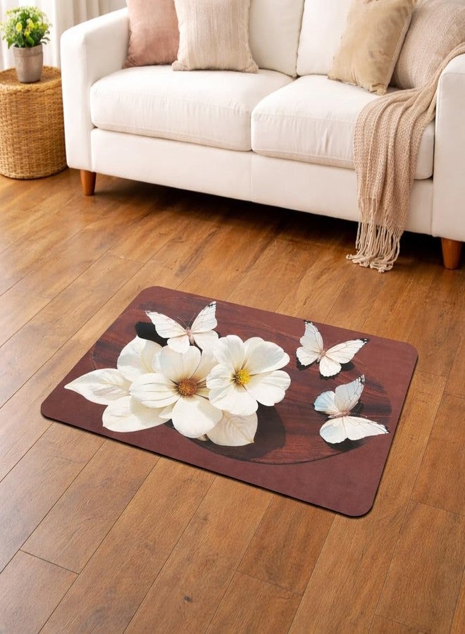 CHARGE X Designer Anti-Slip Floor Mat for Bathroom & Door Entrance | Water Absorbent Quick Dry Bath Mat | Decorative Butterfly Floral Home Mat for Kitchen & Bedroom (40×60 cm) - Image 2
