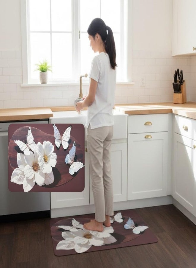CHARGE X Designer Anti-Slip Floor Mat for Bathroom & Door Entrance | Water Absorbent Quick Dry Bath Mat | Decorative Butterfly Floral Home Mat for Kitchen & Bedroom (40×60 cm) - Image 1