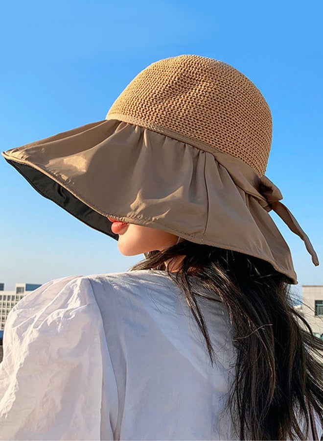 DUNISO Women's Foldable Sun Hat Big Bowknot Summer Wide Brim Roll Up Beach Cap Summer Solid Travel Beach Bucket Hats UV Protection UPF50+ for Vacation Outdoor Activities - Image 4