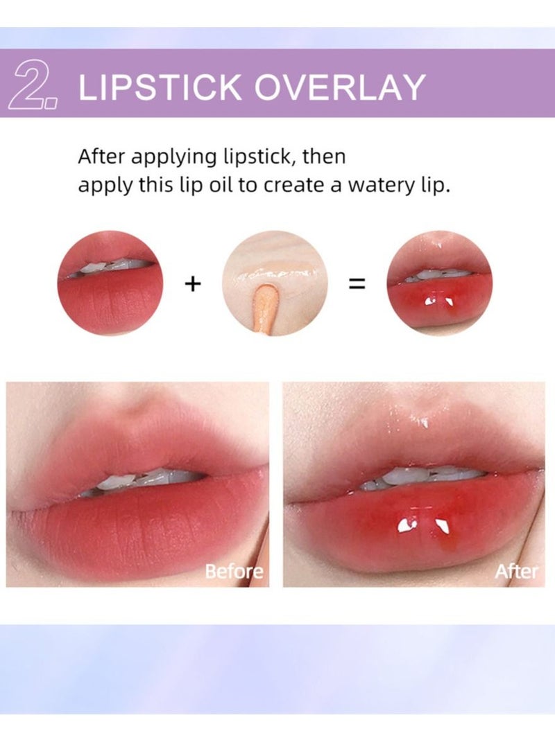 QiBest 3Pcs Lip Glow Oil Tinted Lip Balm Hydrating Lip Plumping Gloss Non Sticky Long Lasting Big Head Brush Lip Plumper Moisturizing Nourishing Transparent Lip Care Products for Dry Lips Set B - Image 3