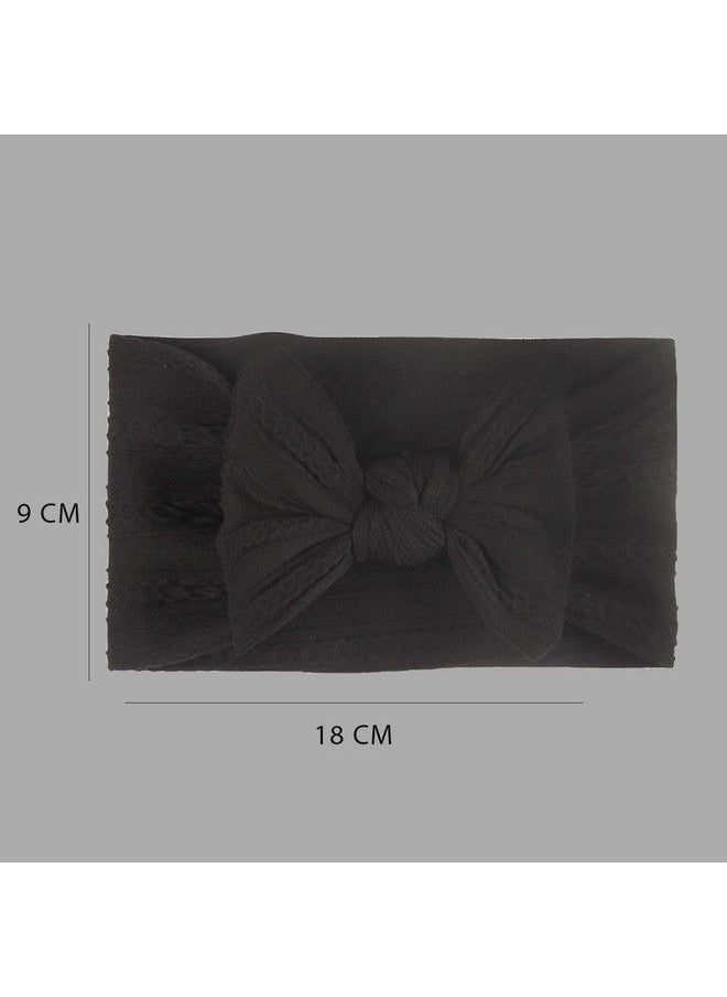 Syga Baby Girls Jacquard Soft Nylon Headbands Hairbands Hair Accessories Bow Headband For Newborns Infants Toddlers And Kids 03 Years (Black)  - Image 3