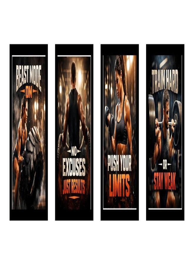 Gym Motivation Posters Set of 4 with Black Frame - Premium Fitness Wall Art with 0.5 Inch Frame - Inspirational Workout Quotes for Gym, Home Gym & Fitness Studio Décor - Image 1