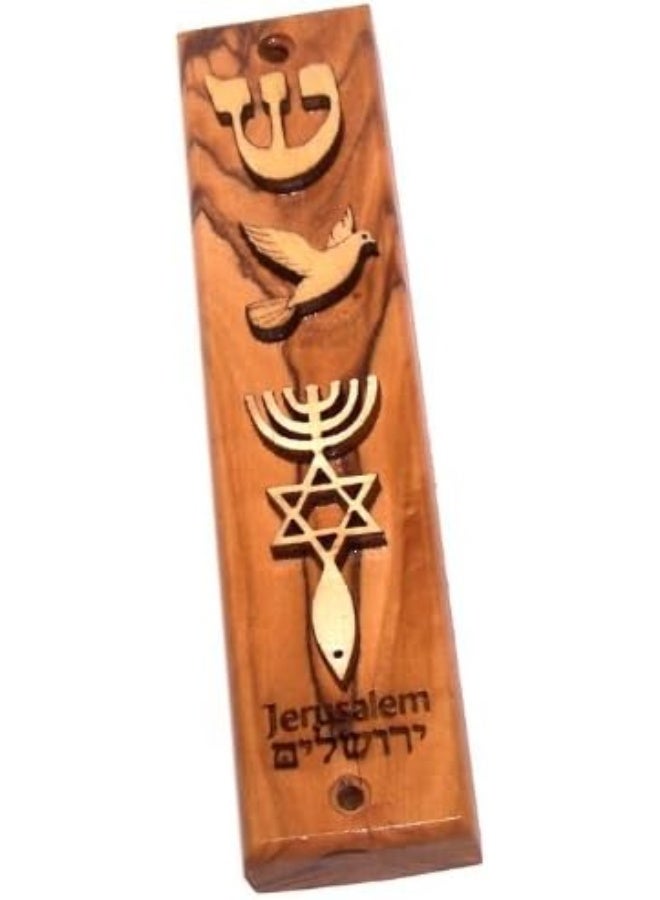 Holy Land Market Olive Wood Messianic Mezuzah - Engraved Christian Mezuzah for Door, 5 inches - Image 3