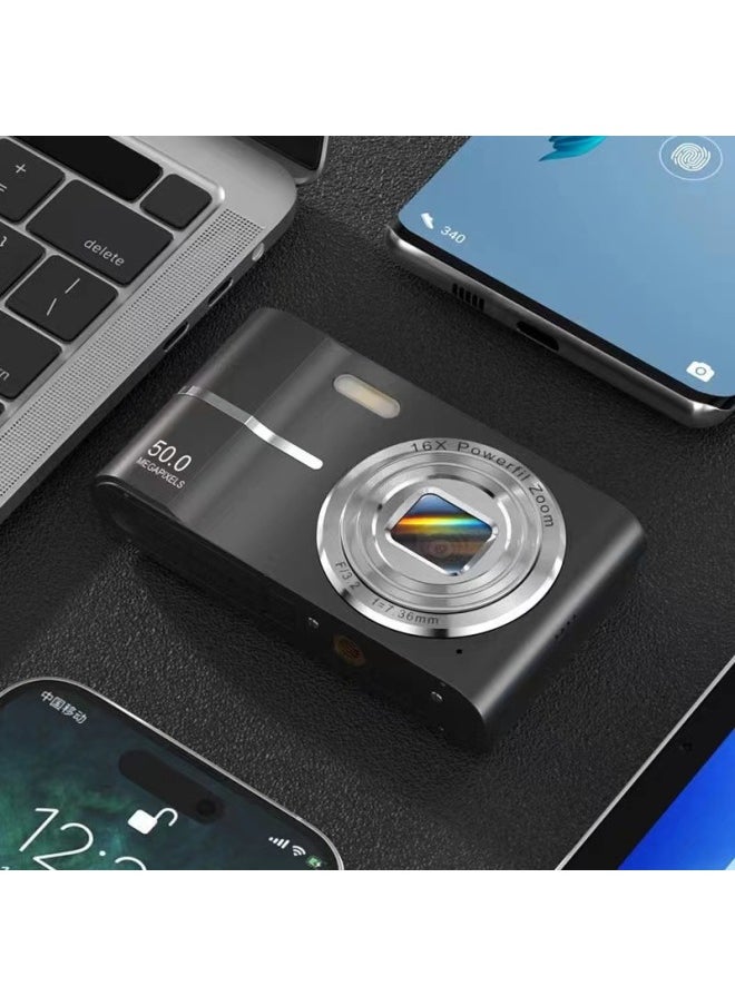 Generic E-commerce English Version 50 Million Pixel HD Ordinary Digital Camera M355 Home Self-timer Card Machine-Body Color:Standard Black English Version  - Image 1