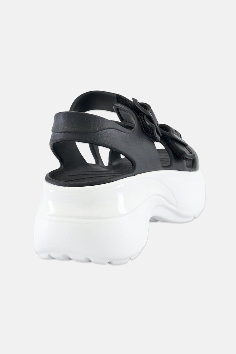 SKECHERS Women Foamies Tai Get Real Velcro Closure Sandals, Black - Image 3