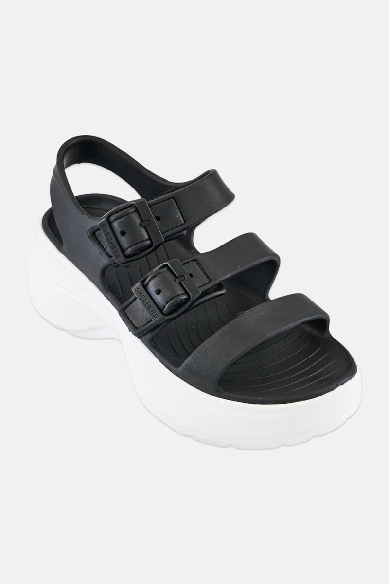 SKECHERS Women Foamies Tai Get Real Velcro Closure Sandals, Black - Image 1