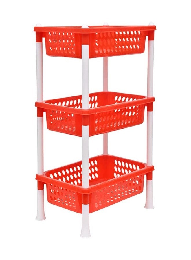Woolco Plastic 3 Steps Kitchen Stand Rack Basket for Office Use, Fruits Onion, Potato, Vegetables and Sabaji Basket Vegetable Stand (Round 3 Tier Rack, Color May Vary) - Image 3