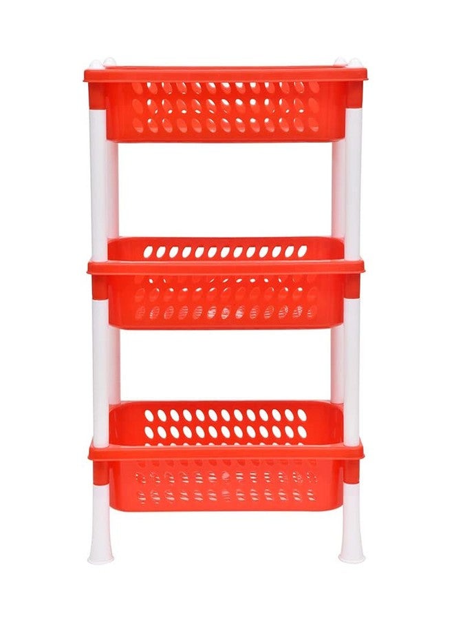 Woolco Plastic 3 Steps Kitchen Stand Rack Basket for Office Use, Fruits Onion, Potato, Vegetables and Sabaji Basket Vegetable Stand (Round 3 Tier Rack, Color May Vary) - Image 2