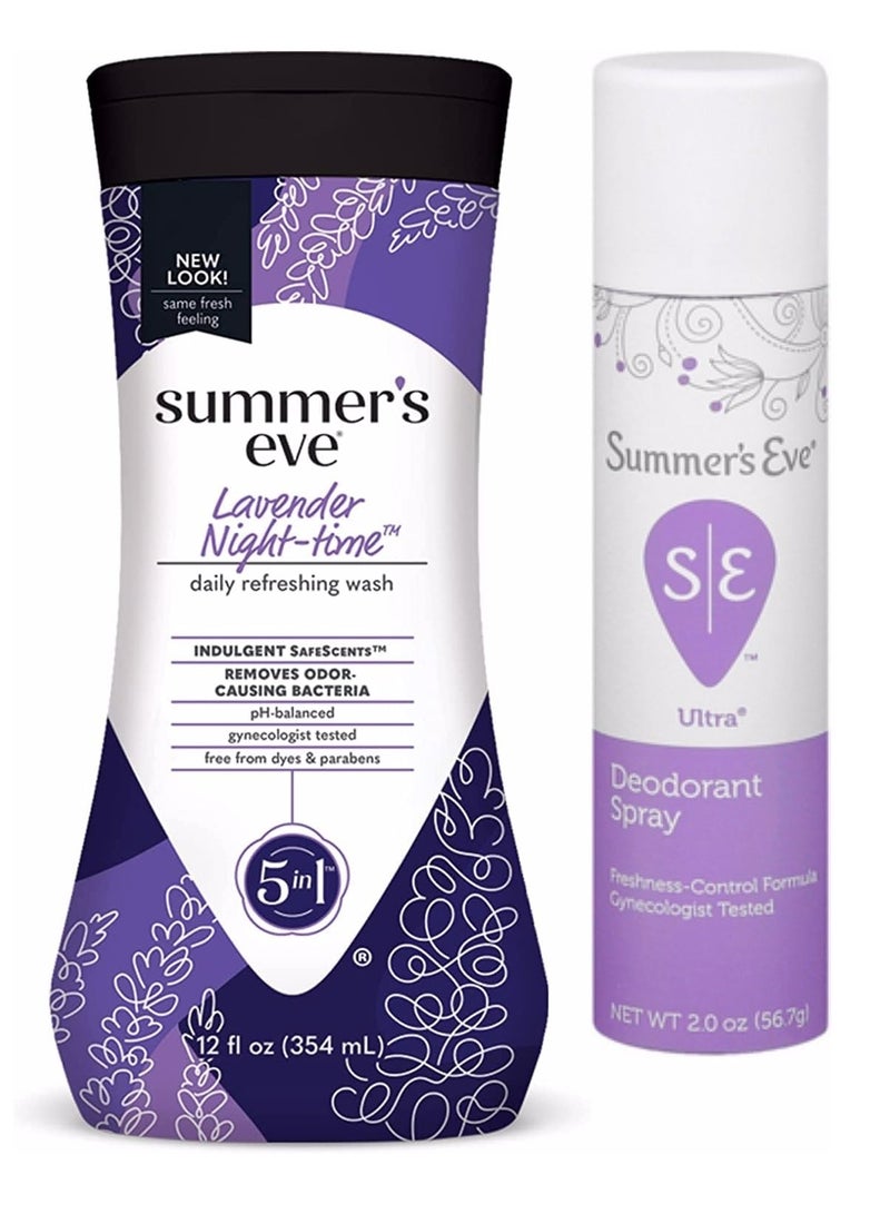 Summer's Eve Lavender Nighttime Intimate Wash 354ml + Summer's Eve Ultra Fragrance Intimate Spray 56.7g - Image 1
