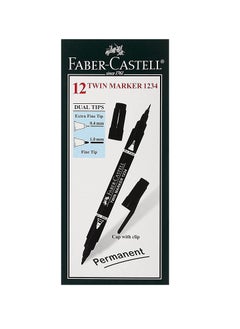 FABER-CASTELL FABER-CASTELL DOUBLE SIDED PERMANENT MARKER BOX OF 12PC BLACK 252999  - Image 1