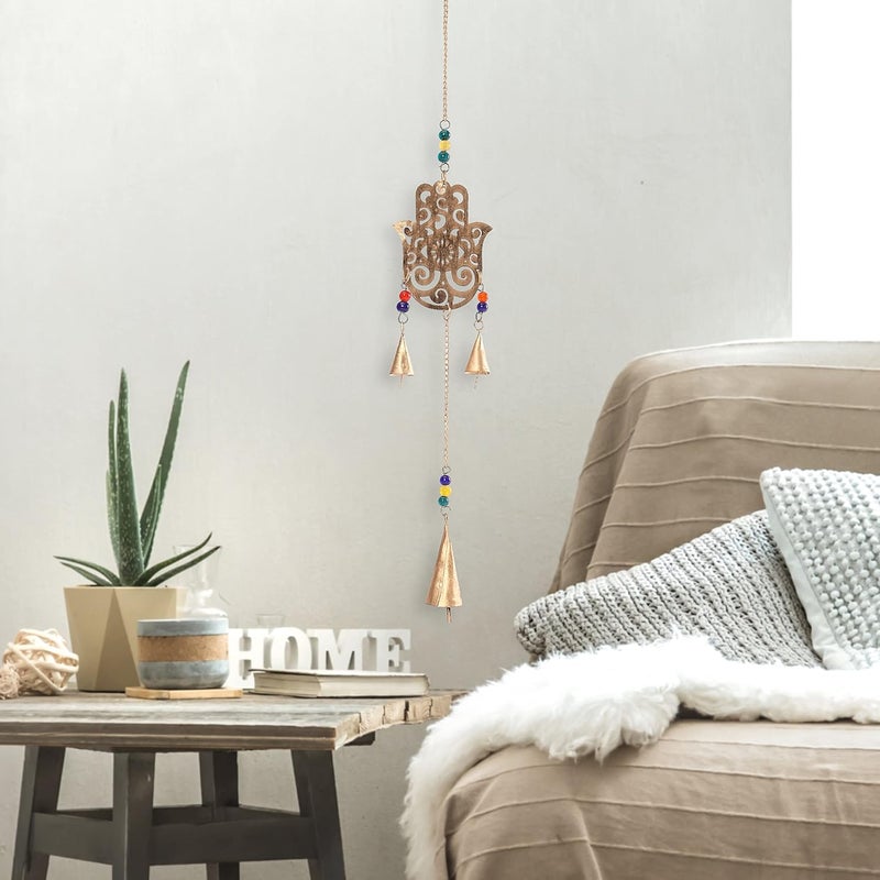 DULI Dream Catcher Traditional Indian Dreamcatcher Wall Art for Bedrooms, Home Wall, Hanging Design, Height 75 cm (Blue),Metal, Feathers Dreamcatcher (MetalWallhanging-Hamsa) - Image 5