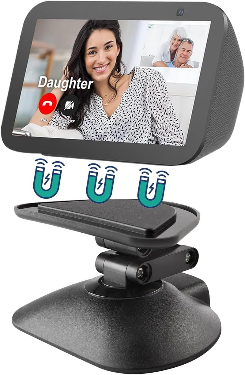 حامل لجهاز Echo Show 5 (الجيل الثالث) والهاتف المحمول، حامل سماعة ذكي قابل لضبط الارتفاع مع قوس تثبيت على الطاولة، قاعدة مغناطيسية مانعة للانزلاق لجهاز Show 5 من الجيل الثالث - Image 4