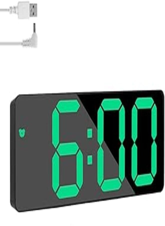 Keyohome Digital Alarm Clock, LED Digital Bedside Clock Battery Powered with Snooze, Adjustable Brightness,USB Port Mirror Alarm Clock for Bedroom, Bedside, Office& Travel 